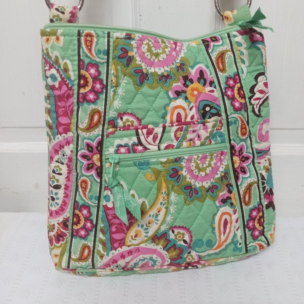 Vera Bradley Quitted Green Adjustable Crossbody Women's Purse - Picture 4 of 9